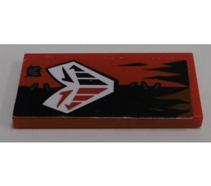 LEGO Red Tile 2 x 4 with White Mask, Black and Red Teeth Sticker (87079)