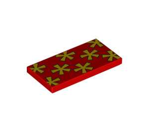 LEGO Red Tile 2 x 4 with Yellow Asterisk Stars (87079 / 95306)