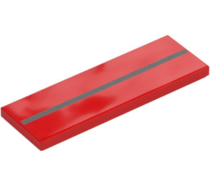 LEGO Red Tile 2 x 6 with Silver Line in Middle (69729 / 103630)