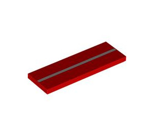 LEGO Red Tile 2 x 6 with Silver Line in Middle (69729 / 103630)