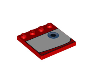 LEGO Red Tile 4 x 4 with Studs on Edge with Blue Eye on White Background (Left) (6179 / 96193)