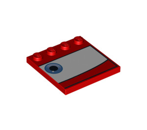 LEGO Red Tile 4 x 4 with Studs on Edge with Blue Eye on White Background (Right) (6179 / 95444)