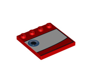 LEGO Rood Tegel 4 x 4 met Noppen aan Rand met Blauw Oog aan Wit Background (Rechts) (6179 / 95444)