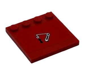 LEGO Red Tile 4 x 4 with Studs on Edge with Crane Vertical Movement Sticker (6179)