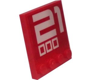 LEGO rot Fliese 4 x 4 mit Bolzen auf Kante mit Feuer Mech 21 000 Aufkleber (6179)