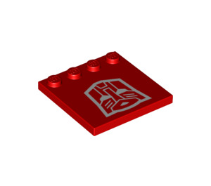 LEGO Red Tile 4 x 4 with Studs on Edge with White Autobots Logo (6179 / 67787)