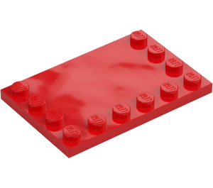 LEGO Punainen Laatta 4 x 6 jossa Nupit päällä 3 Edges (6180)