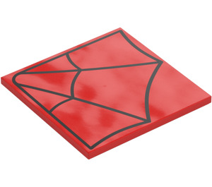 LEGO Red Tile 6 x 6 with Black Spider Web with Bottom Tubes (10202 / 103276)