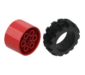 LEGO Red Tire 49.6 x 20 Thick Rubber (Balloon 20 x 30) with Technic Hub Ø30.4 X 20