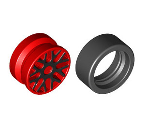 LEGO Red Tire, Low Profile, Narrow Ø14.58 X 6.24 with Rim Ø11,176 x 6,2 with Decoration