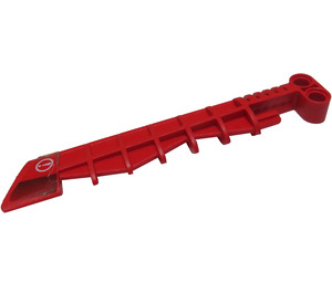 LEGO Rood Hulpmiddel Narrow Vleugel met Exclamation punt (Rechtsaf) Sticker (47314)