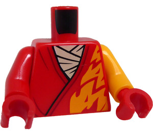 LEGO Rood Torso met Bright Licht Oranje Flames (973 / 76382)