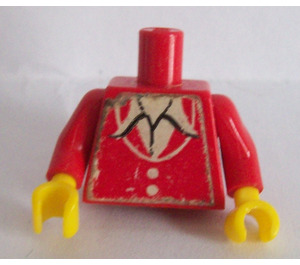 LEGO rot Torso mit Weiß und Gelb Striped Schal (973)