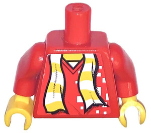 LEGO Rood Torso met Wit en Geel Striped Sjaal (973)