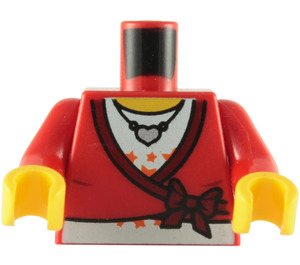 LEGO Red Torso with Wrap Top over White Shirt with Stars and Heart Necklace (76382 / 88585)