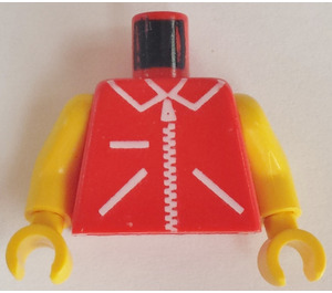 LEGO rot Town Torso mit Gelb Arme und Gelb Hände und Weiß Zip (973)