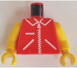 LEGO Red Town Torso with Yellow Arms and Yellow Hands and white Zip (973)