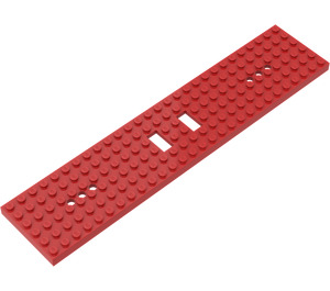 LEGO Red Train Base 6 x 28 with 2 Rectangular Cutouts and 3 Round Holes Each End (4093)