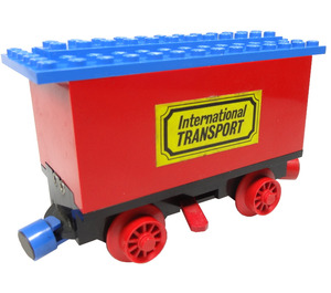 LEGO Punainen Juna Akku Laatikko Auto jossa "International TRANSPORT" Tarrat