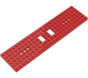 LEGO Red Train Chassis 6 x 24 x 0.7 with 3 Round Holes at Each End (6584)