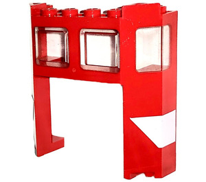 LEGO rouge Train De Affronter 2 x 6 x 5 avec blanc Stipes avec pointed Fin Autocollant avec 3 découpes hautes