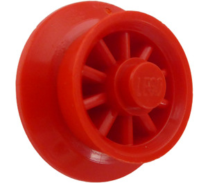 LEGO Red Train Wheel with Spokes with Metal Pin for Wagon