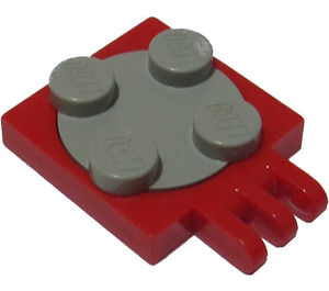 LEGO rot Turntable 2 x 2 Platte mit Scharnier mit Light Grau oben
