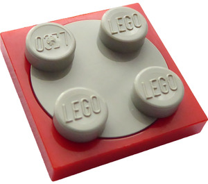 LEGO Rojo Turntable 2 x 2 Plate with Light Gray Top