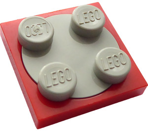 LEGO Red Turntable 2 x 2 Plate with Light Gray Top