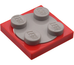 LEGO rouge Turntable 2 x 2 avec Medium Stone grise Haut (74340)