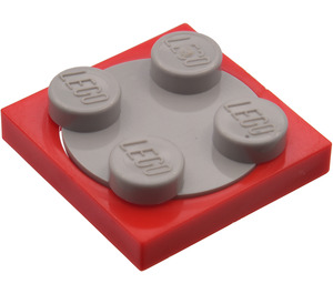 LEGO Red Turntable 2 x 2 with Medium Stone Gray Top (74340)