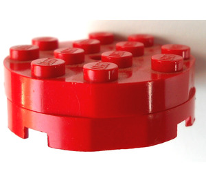 LEGO Rosso Piatto girevole 4 x 4 Vecchio stile, sfaccettato con base incavata