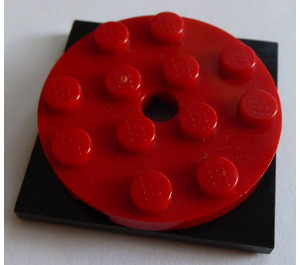 LEGO rouge Turntable 4 x 4 x 0.667 avec Noir Verrouillage Base