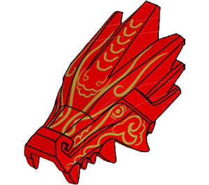 LEGO Red Upper Dragon Head with Gold Decoration