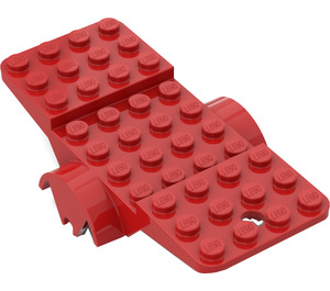 LEGO Red Vehicle Base 10 x 4 with Two Wheel Holders