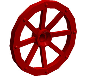 LEGO Red Wagon Wheel Ø33.8 with 8 Spokes with Notched Hole (4489)