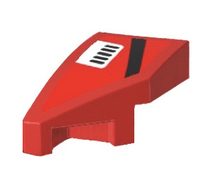 LEGO rouge Coin 1 x 2 La gauche avec Noir Stripe et blanc Air Vent Autocollant (29120)