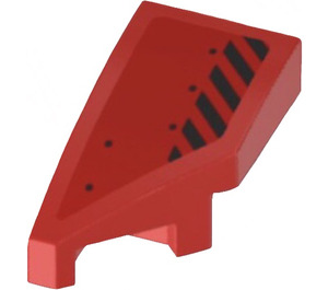 LEGO Red Wedge 1 x 2 Left with Short Black Stripes and Dots Sticker (29120)