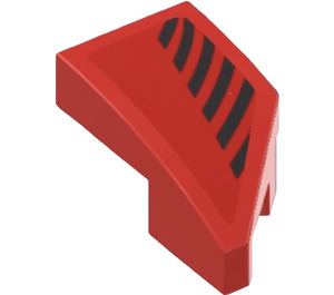 LEGO Red Wedge 1 x 2 Left with Short Black Stripes Sticker (29120)