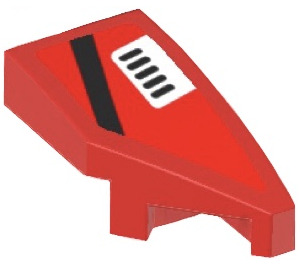 LEGO Red Wedge 1 x 2 Right with Black Stripe and White Air Vent Sticker (29119)