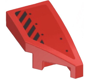 LEGO Red Wedge 1 x 2 Right with Short Black Stripes and Dots Sticker (29119)