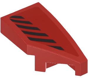 LEGO Red Wedge 1 x 2 Right with Short Black Stripes Sticker (29119)