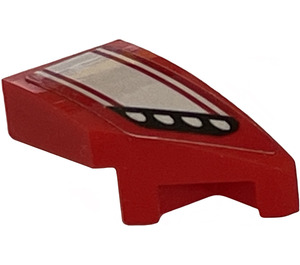 LEGO Red Wedge 1 x 2 Right with Stripes and Lights Sticker (29119)