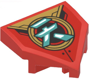 LEGO Red Wedge 2 x 2 x 0.7 with Point (45°) with Chinese Character in Gold Circle Sticker (66956)