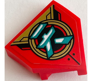 LEGO Red Wedge 2 x 2 x 0.7 with Point (45°) with Chinese Character in Gold Circle Sticker (66956)
