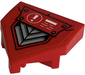 LEGO Red Wedge 2 x 2 x 0.7 with Point (45°) with ‘!’ In Circle and Vents Sticker (66956)