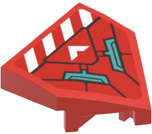 LEGO Red Wedge 2 x 2 x 0.7 with Point (45°) with White Stripes, Arrow and Turquoise Detail Sticker (66956)