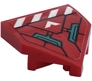 LEGO Red Wedge 2 x 2 x 0.7 with Point (45°) with White Stripes, Arrow and Turquoise Detail Sticker (66956)