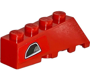 LEGO Röd Kil 2 x 4 Sloped Vänster med Exhaust (Vänster) Klistermärke (43721)