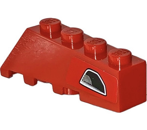 LEGO Rouge Pièce de monnaie 2 x 4 Sloped Droite avec Exhaust (Droite) Autocollant (43720)